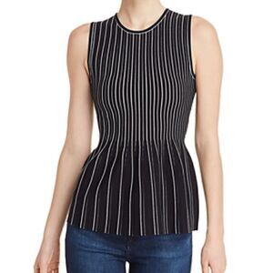 THEORY peplum shell black stripe lustrate new sz M